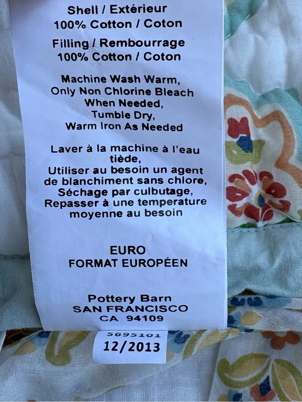 Pottery Barn Euro Sham Paisley 2013
